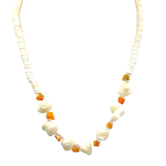 Vintage Heishi Beads Necklace and Bracelet with Mother of Pearl Nuggets and Mill - Picture 3 of 5